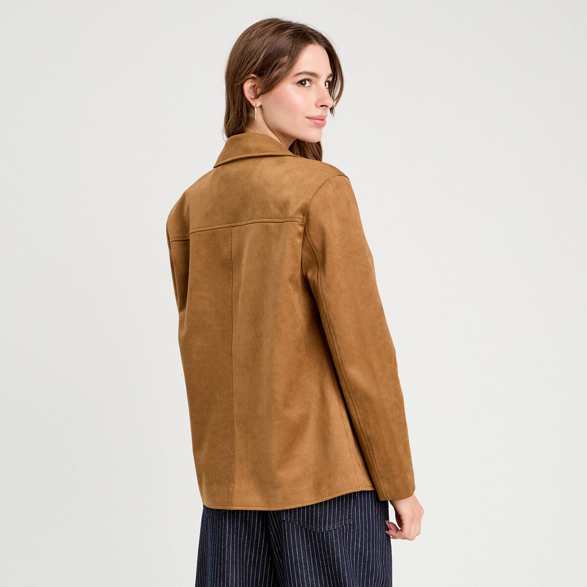 Veste blazer suédine marron femme