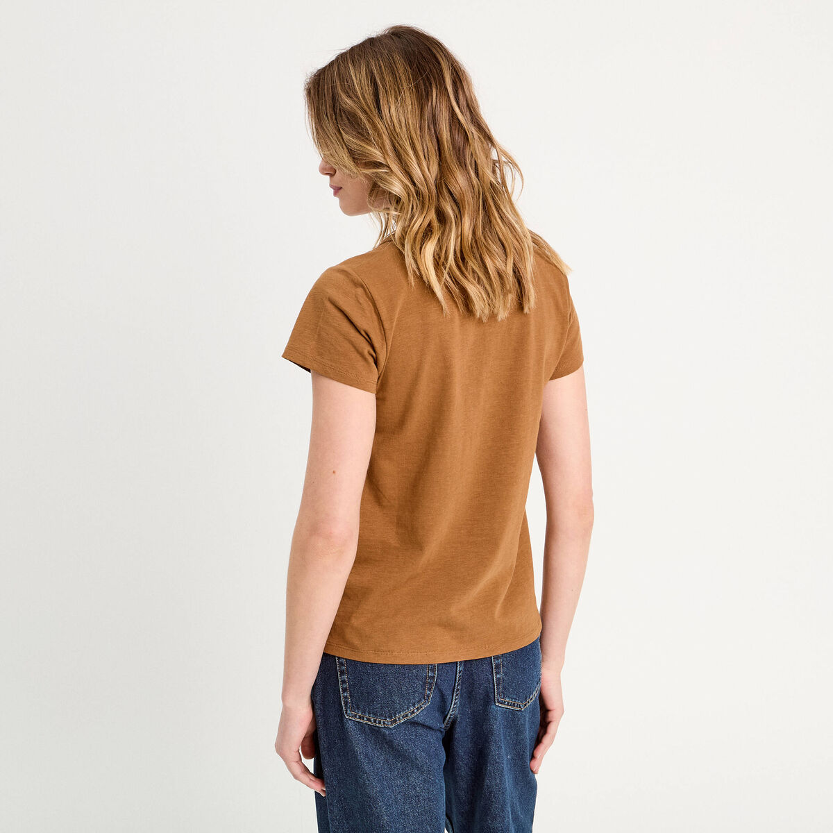 T-shirt manches courtes marron femme