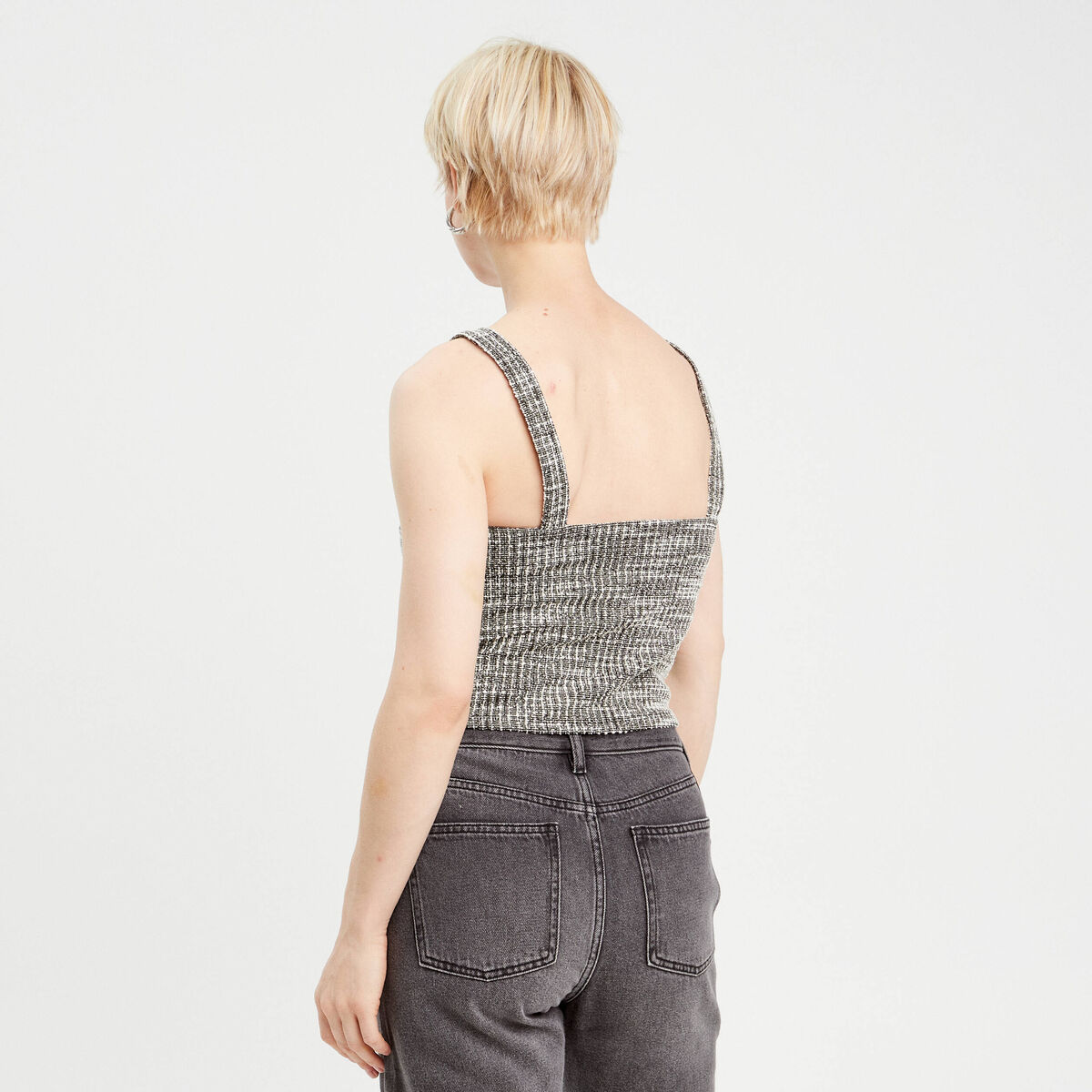 Bustier tweed noir femme