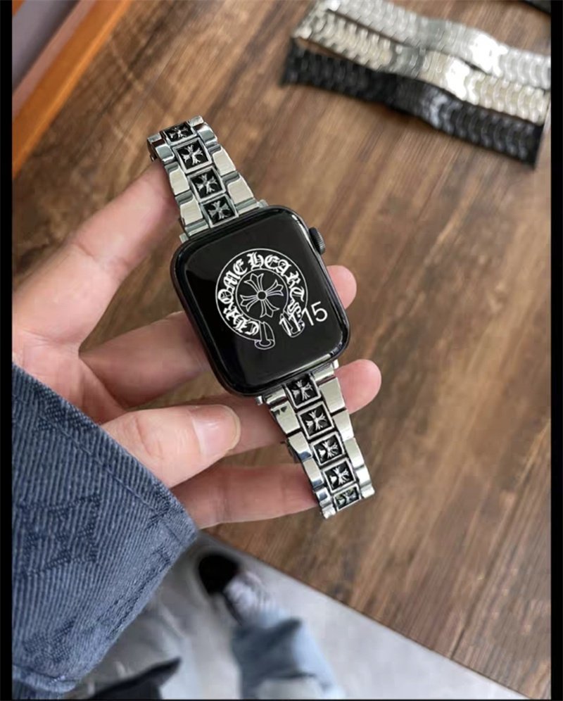 apple watch バンド 夏 クロムハーツ アップル ウォッチse2バンド ハイブランド メンズ apple watch ベルト ステンレス iwatch S10/9 バンド 紳士 アップル ウォッチ ブレスレット 格好いい 蒸しない