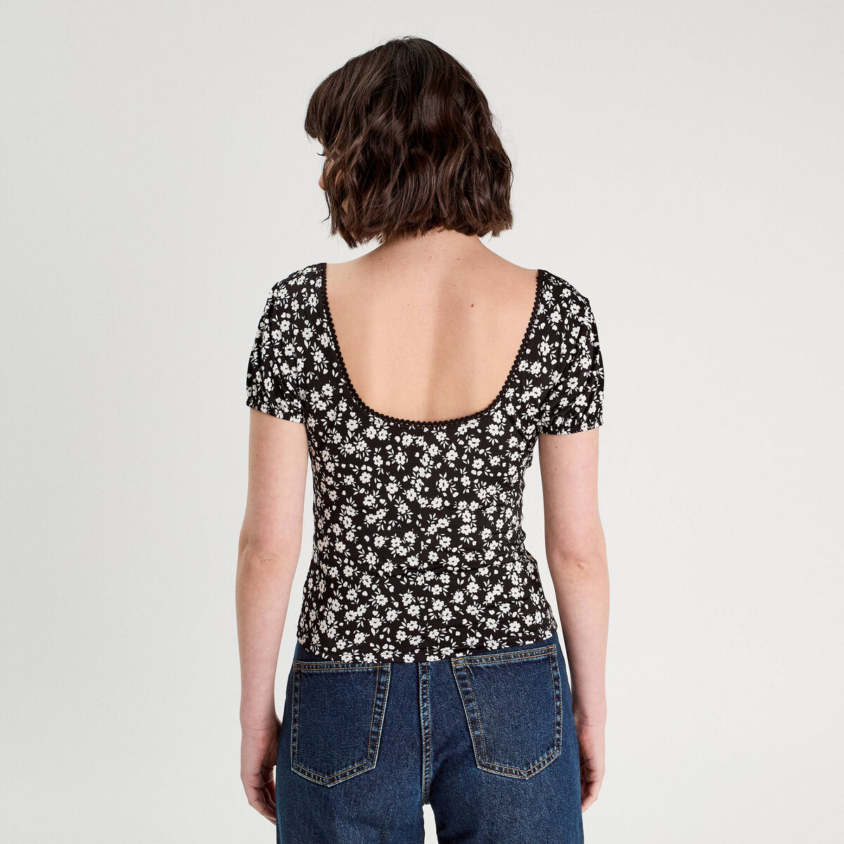 Blouse manches courtes noir femme