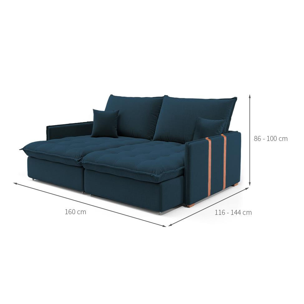 Sofá Retrátil Sem Caixa 2 lugares Solomons Linho Azul Marinho em Promoção | Ofertas na Americanas
