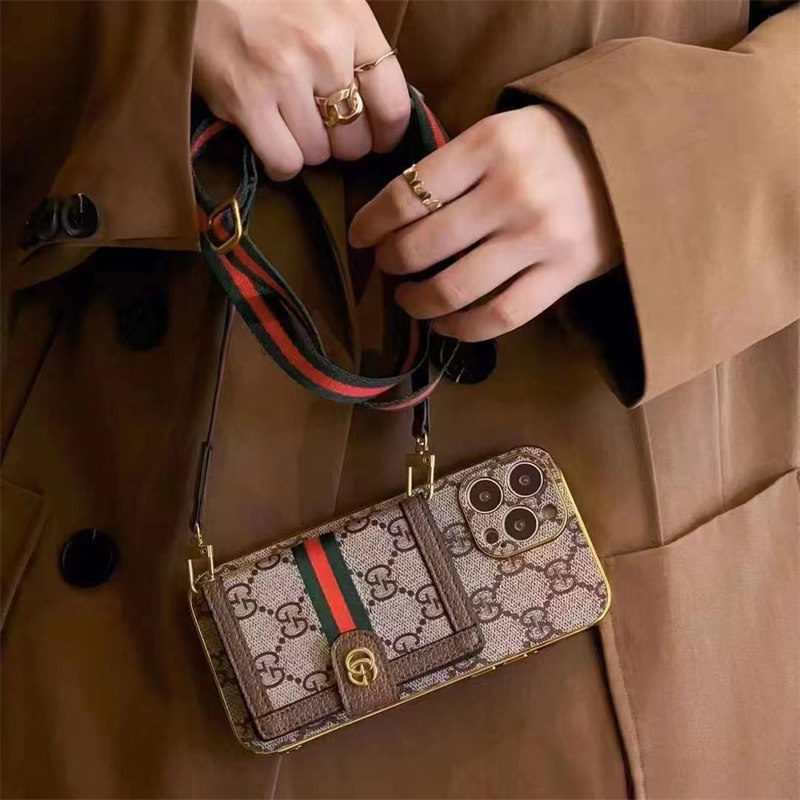 グッチ iphone17/17pro ケース gucci スマホ ショルダー iphone16promax ケース カード 収納 スマホケース ハイブランド iphone15/14/13ケース 肩掛け ブランド