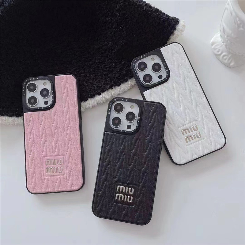 ミュウ ミュウ iphone17promax/16pro ケース レザー miumiu新作 iphone15promax/14/13pro ケース 大人 可愛い アイフォン12/12promax ケース おしゃれ ブランド