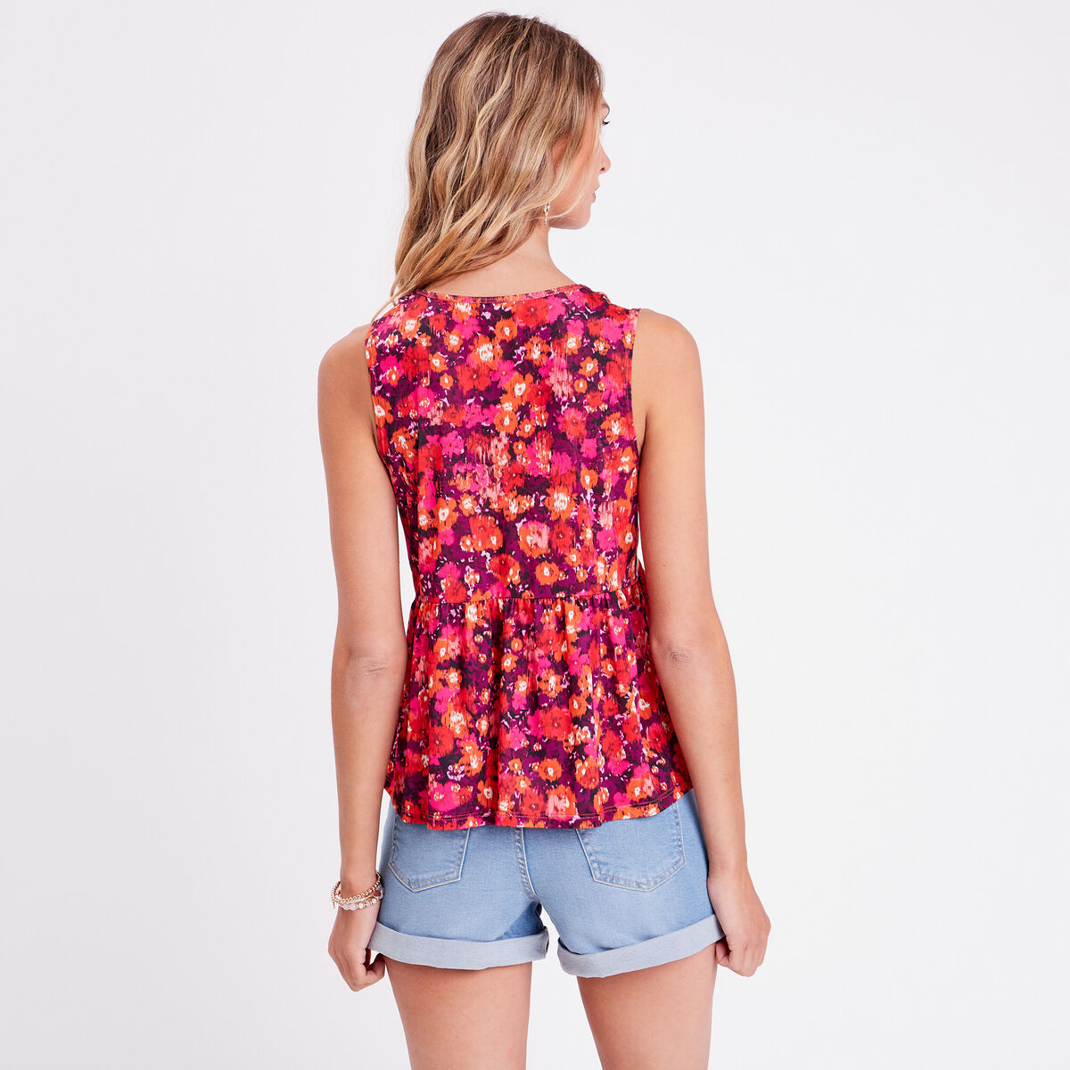 Débardeur col en V rose fushia femme