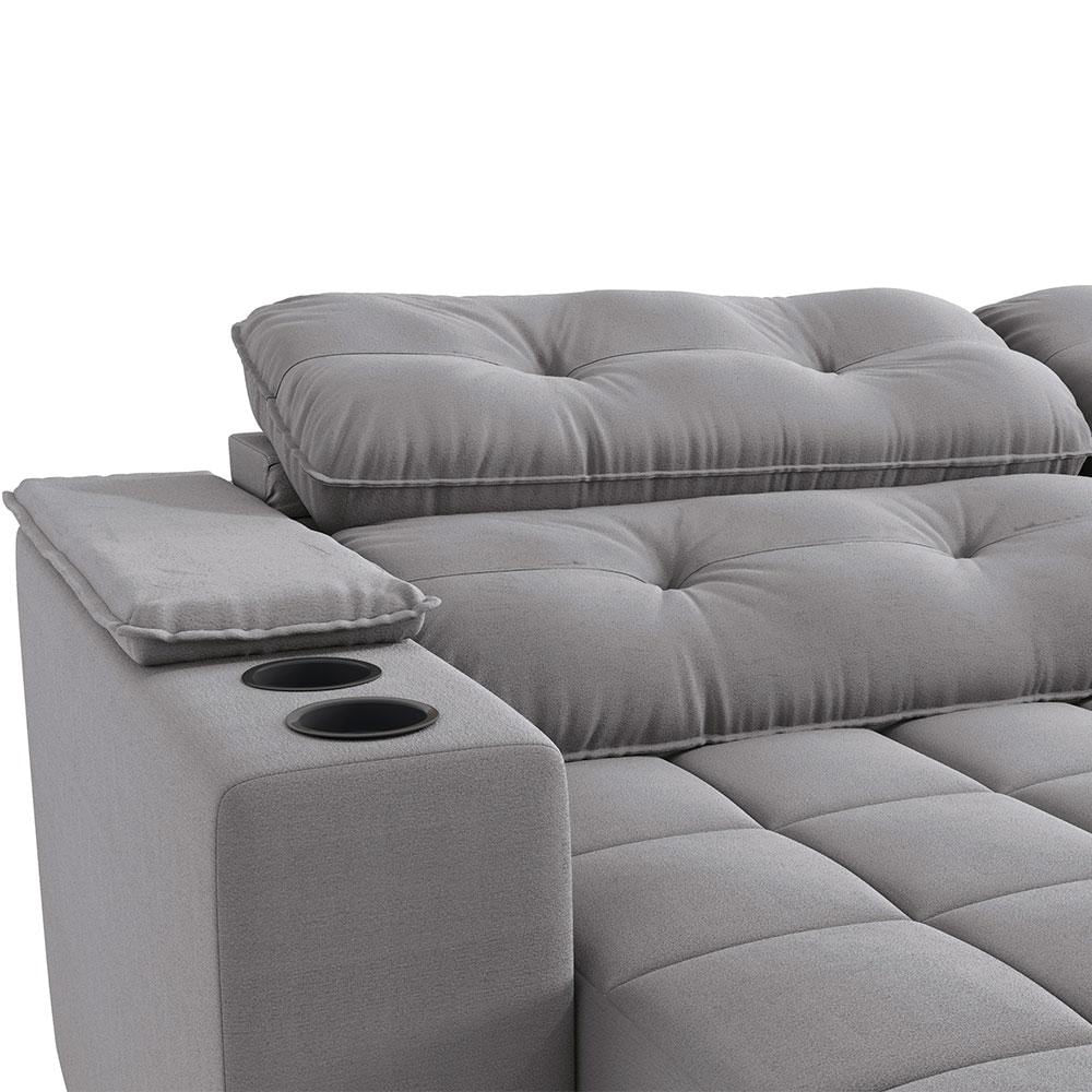 Sofá 4 Lugares Retrátil e Reclinável Premier Molas Veludo Titânio 261 cm em Promoção | Ofertas na Americanas