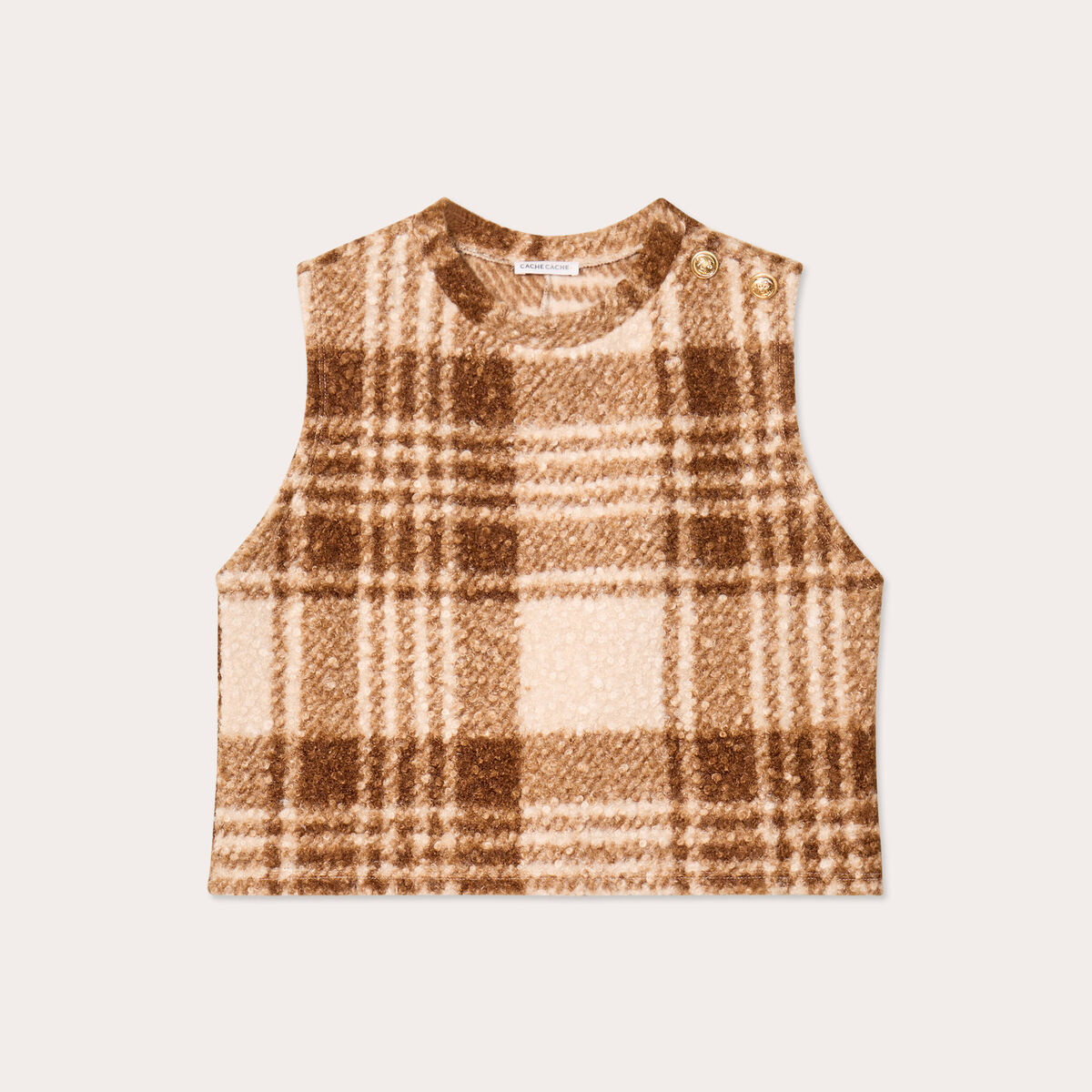 Pull sans manches beige femme