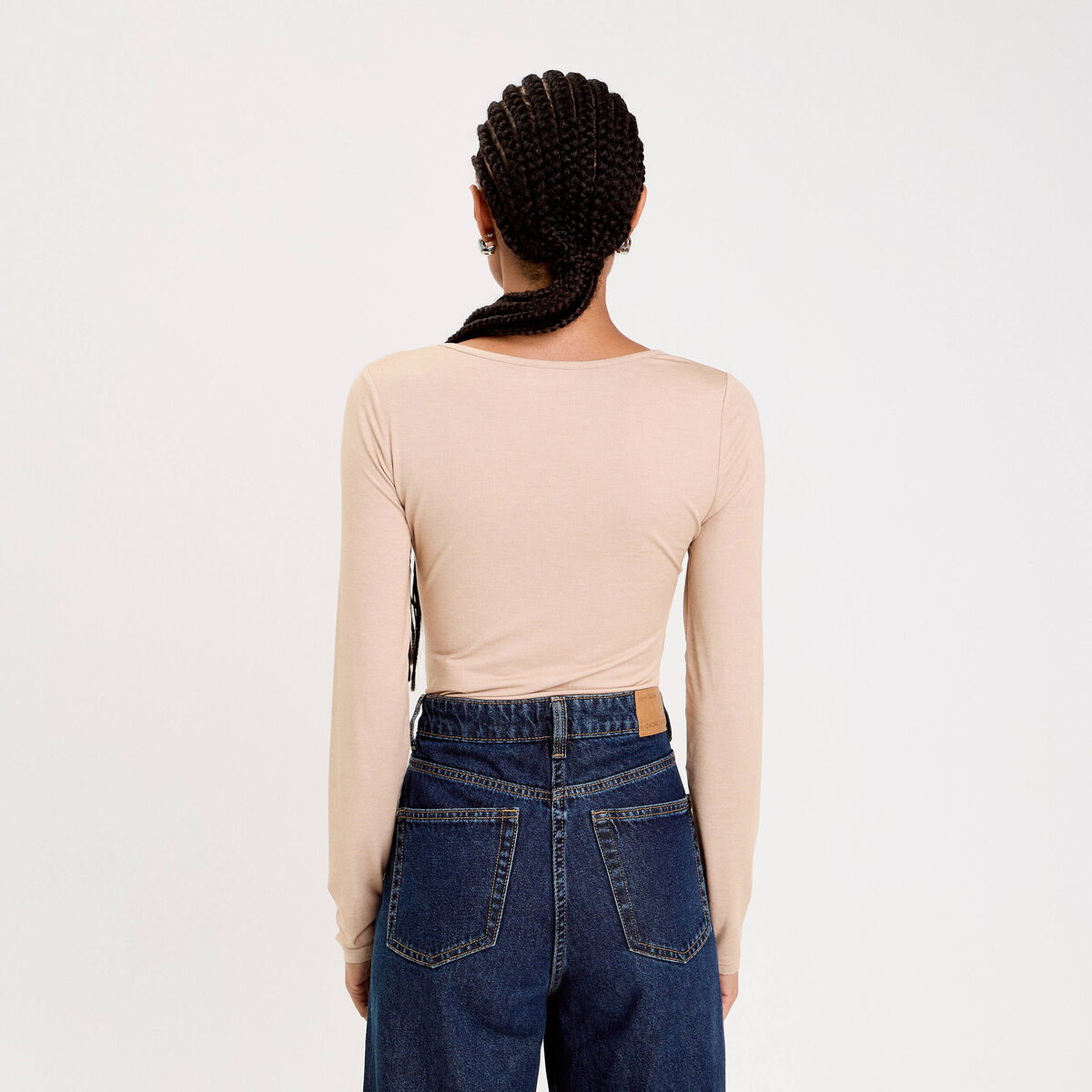 Body thermique col rond manches longues sable femme