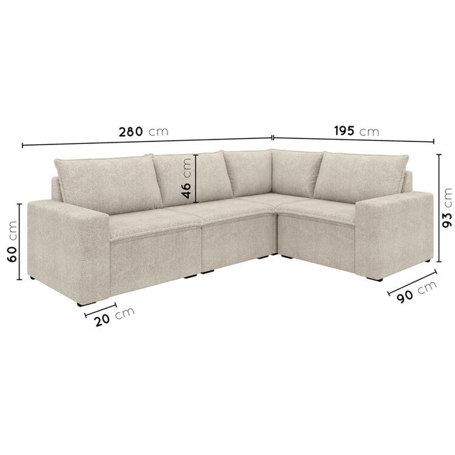 Sofá Modular de Canto 4 Módulos Zen CabeCasa MadeiraOriginals