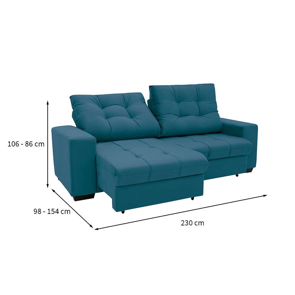 Sofá 3 Lugares Retrátil e Reclinável Biarritz Suede Azul Turquesa em Promoção | Ofertas na Americanas