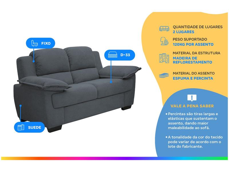 Sofá 2 Lugares Suede Carmel Linoforte