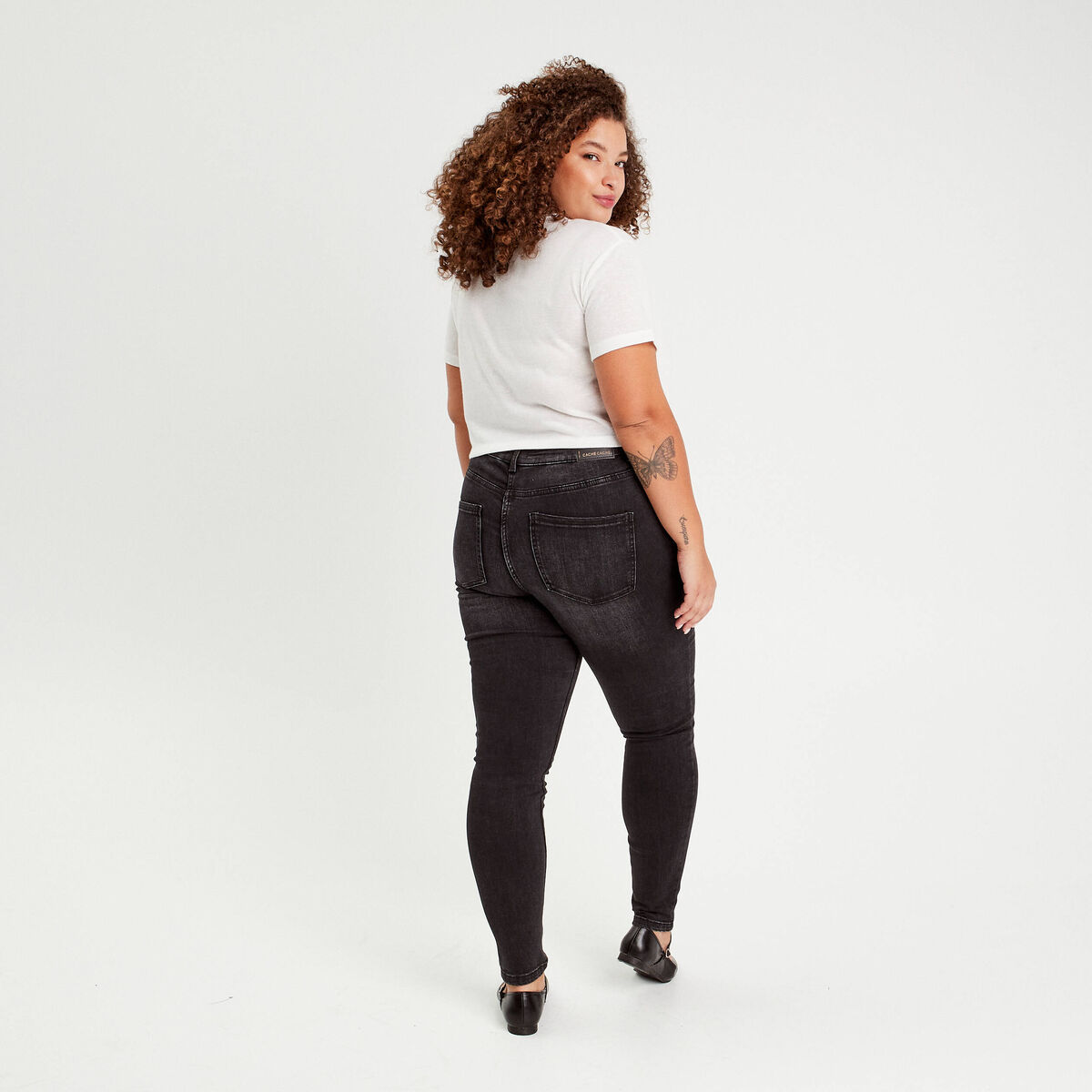 Jeans skinny taille haute denim noir femme