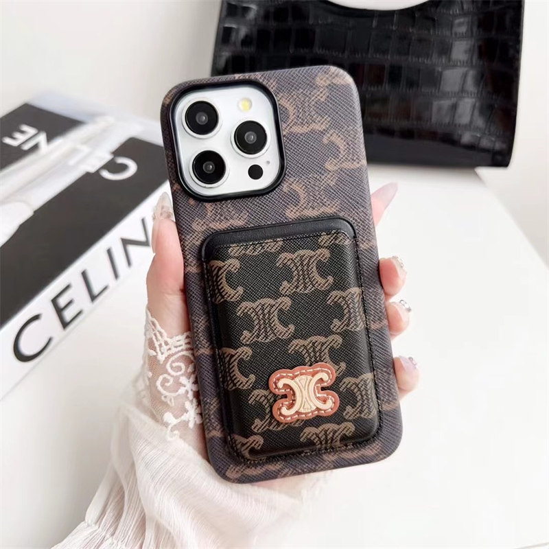 セリーヌ スマホケース iphone16/16pro celine iphoneケース カード収納 iphone15/14ケース ハイ ブランド iphone13/12プロ ケース 背面ポケット iphone ケース 女子 人気 かわいい