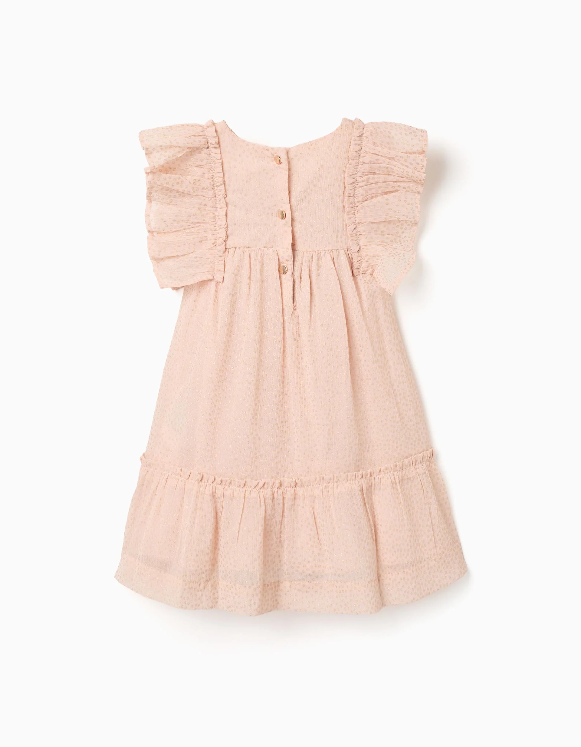Crepe dress with ruffles and lurex for baby girls, light pink