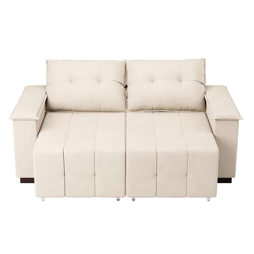 Sofá 3 Lugares Retrátil e Reclinável Slim Suede Bege em Promoção | Ofertas na Americanas