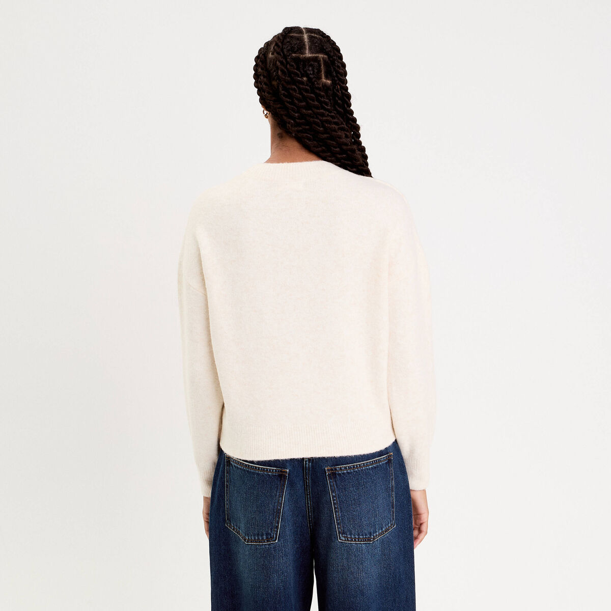 Pull col rond sable femme