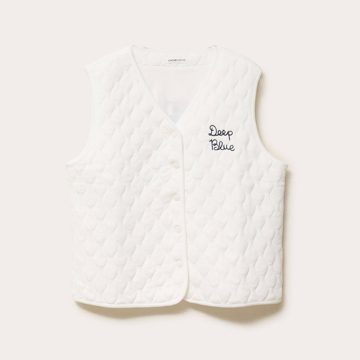 Gilet sans manches matelassé ecru femme