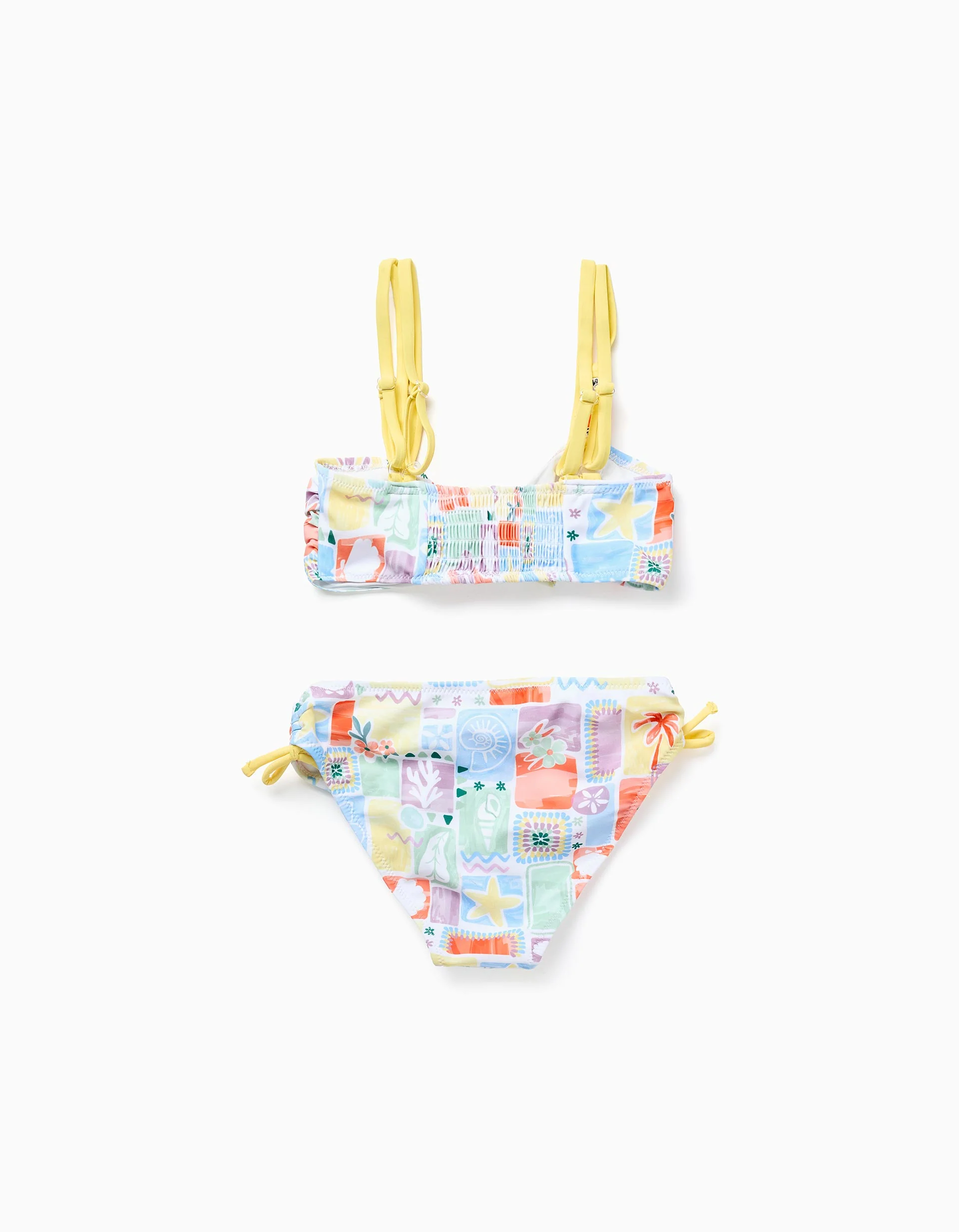 Bikini with colourful print and beads for girls, multicolour
