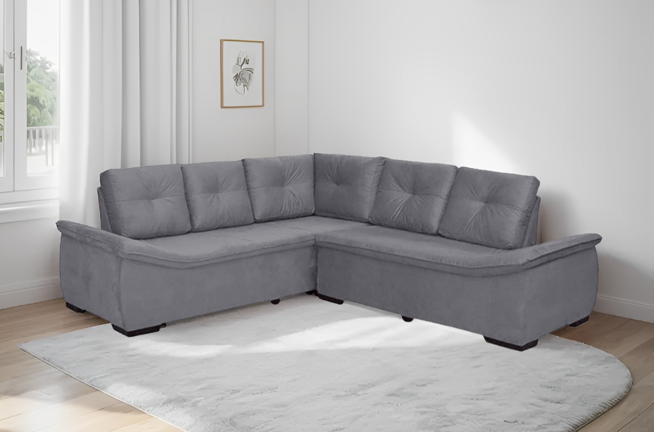 Sofá de Canto 4 Lugares Suede New Alphaville Cinza