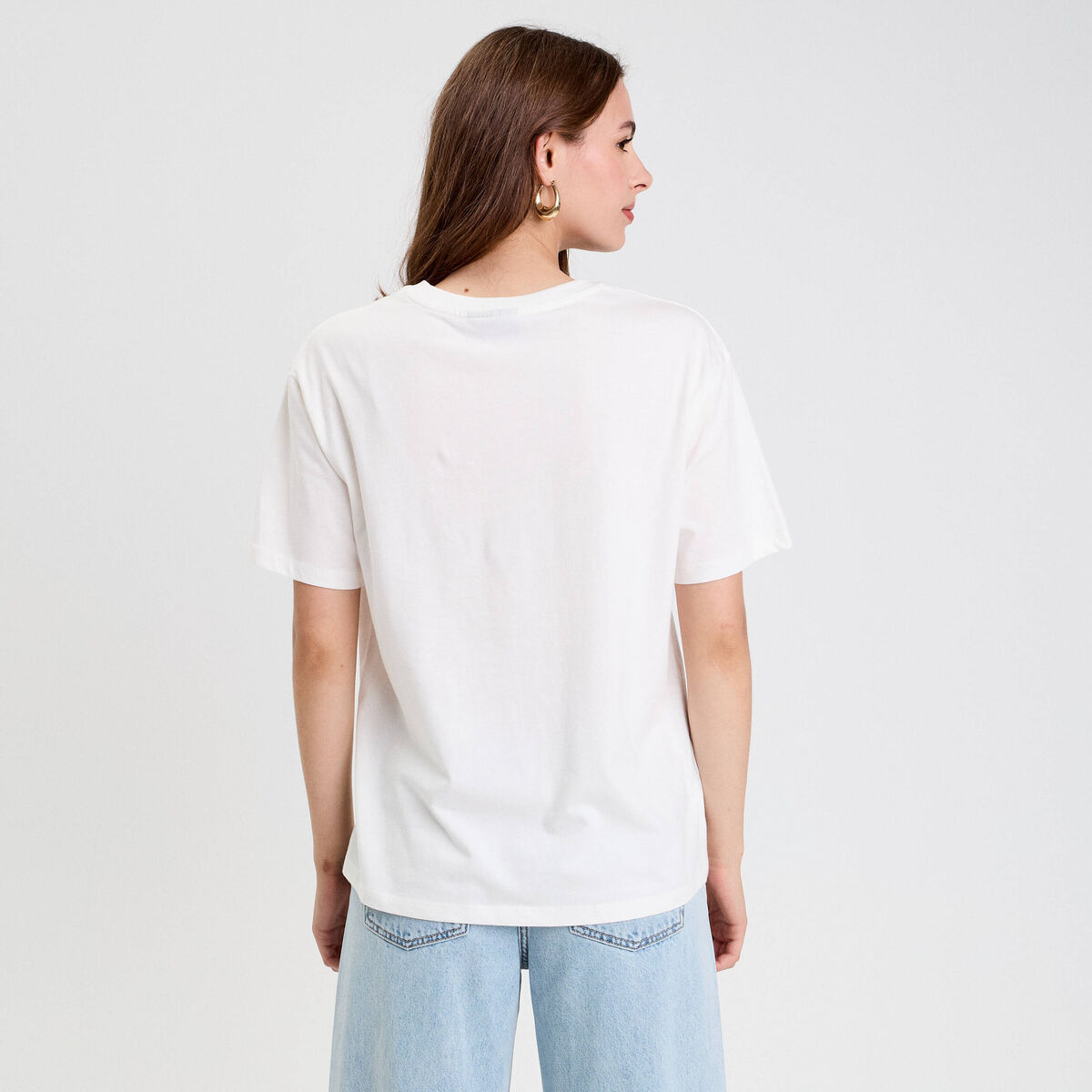 T-shirt en coton manches courtes ecru femme