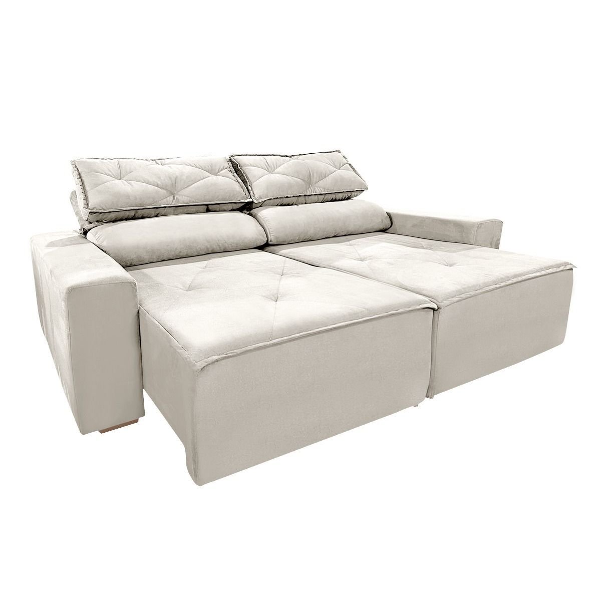 Sofá Retrátil e Reclinável 2,00m Bege com Molas – Conforto e Estilo para Sua Sala