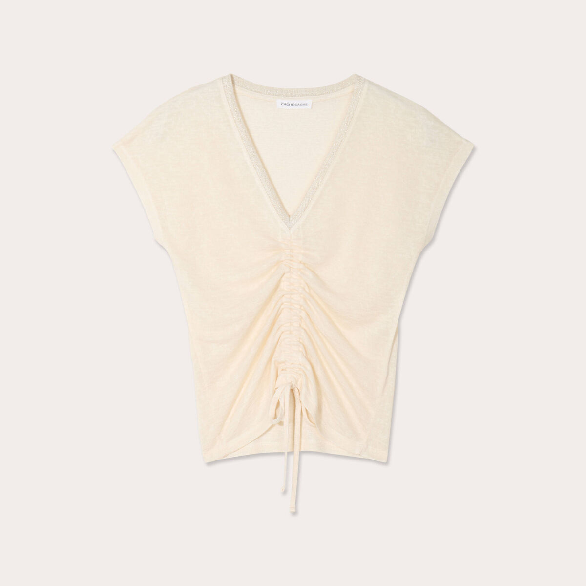 T-shirt manches courtes ecru femme