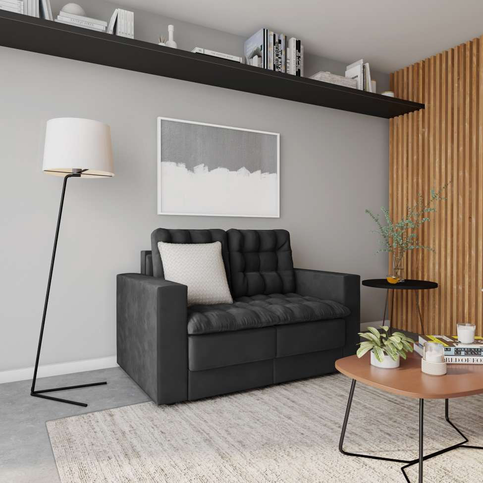 Sofá 2 Lugares Retrátil Postdam Suede Grafite 140 cm em Promoção | Ofertas na Americanas