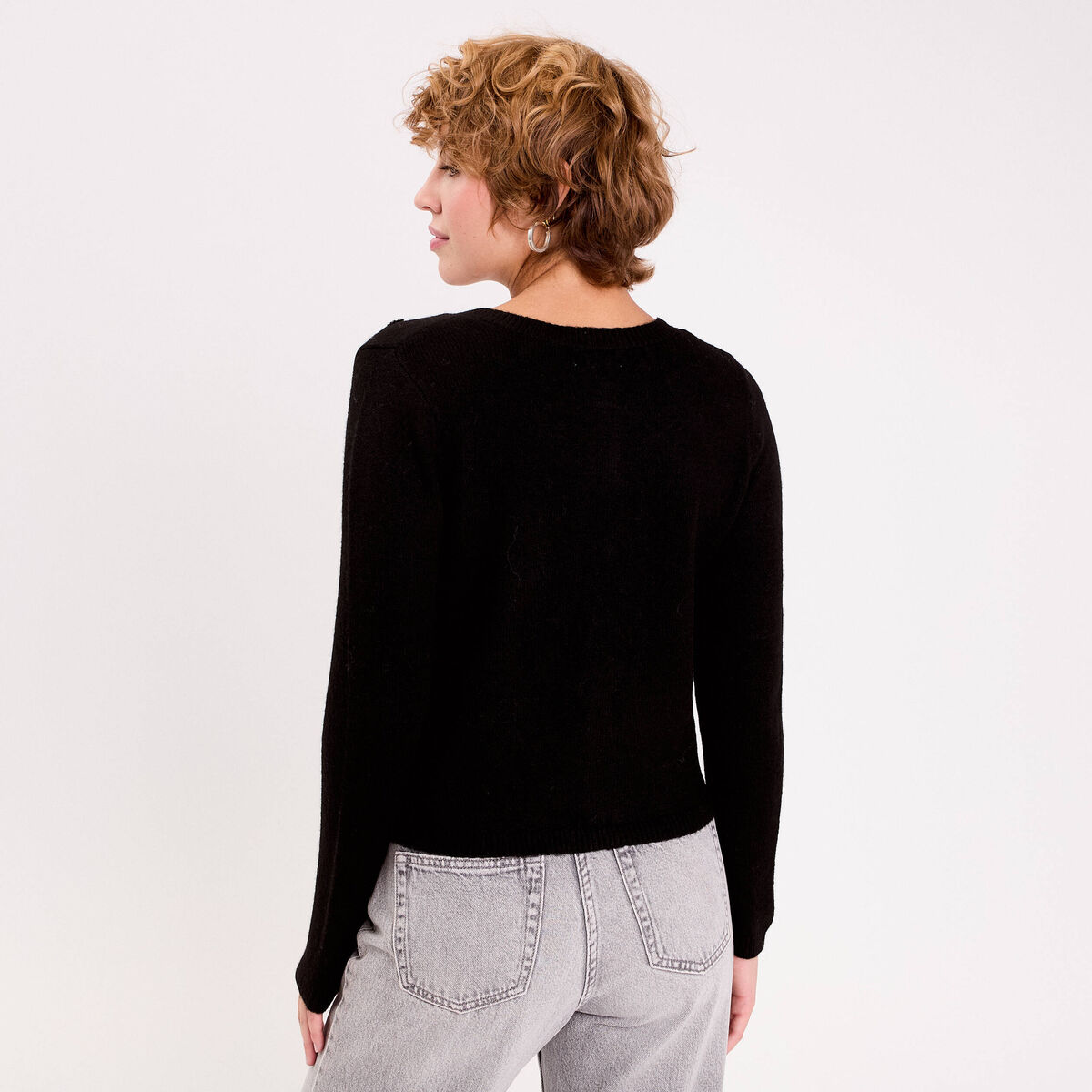 Gilet fleurs en sequins noir femme