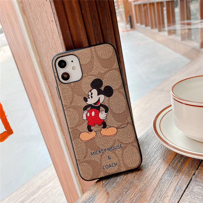 コーチ ミッキー iphone12pro max カバー 大人可愛い アイフォン12/12mini ケース ディズニー coach 携帯ケース iphone11pro キャラクター 人気 iphone11 保護カバー お揃い さりげない