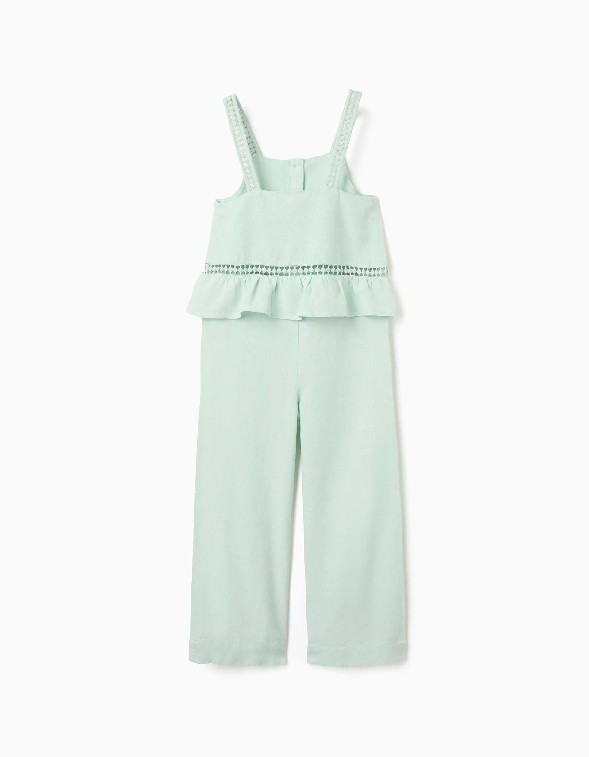 Sleeveless jumpsuit in cotton and linen for girls, light green