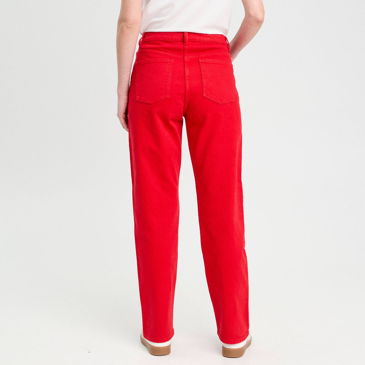 Jeans droit 5 poches rouge femme