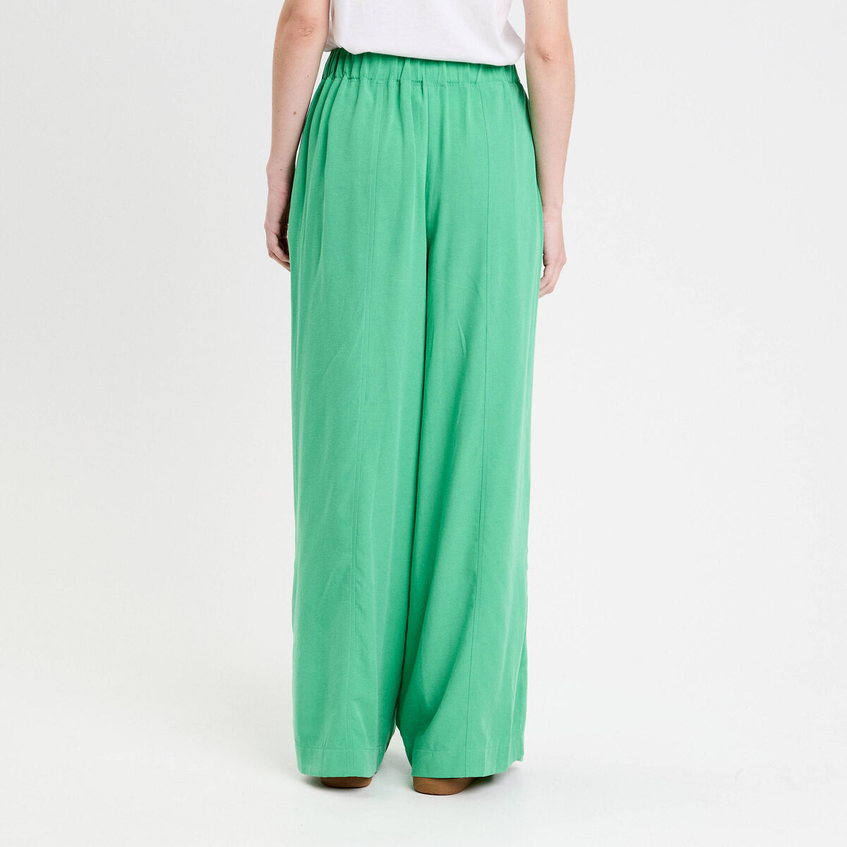 Pantalon large taille standard vert femme