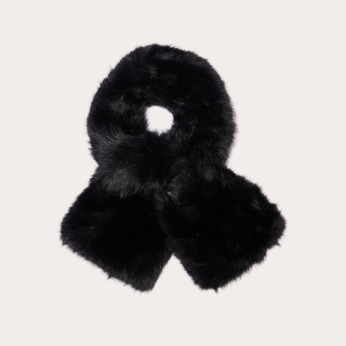 écharpe en fausse fourrure noir femme