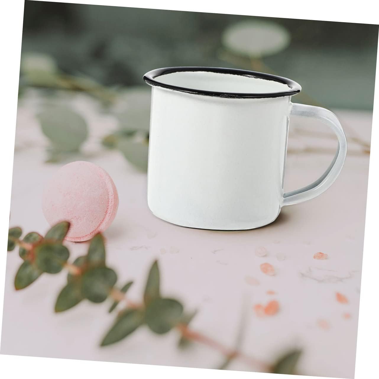 Enamel Cups Set 2-Pack Vintage 4Oz Camping Mugs with Sturdy Enamel Coating and Flat Base for Coffee Tea and Outdoor Use