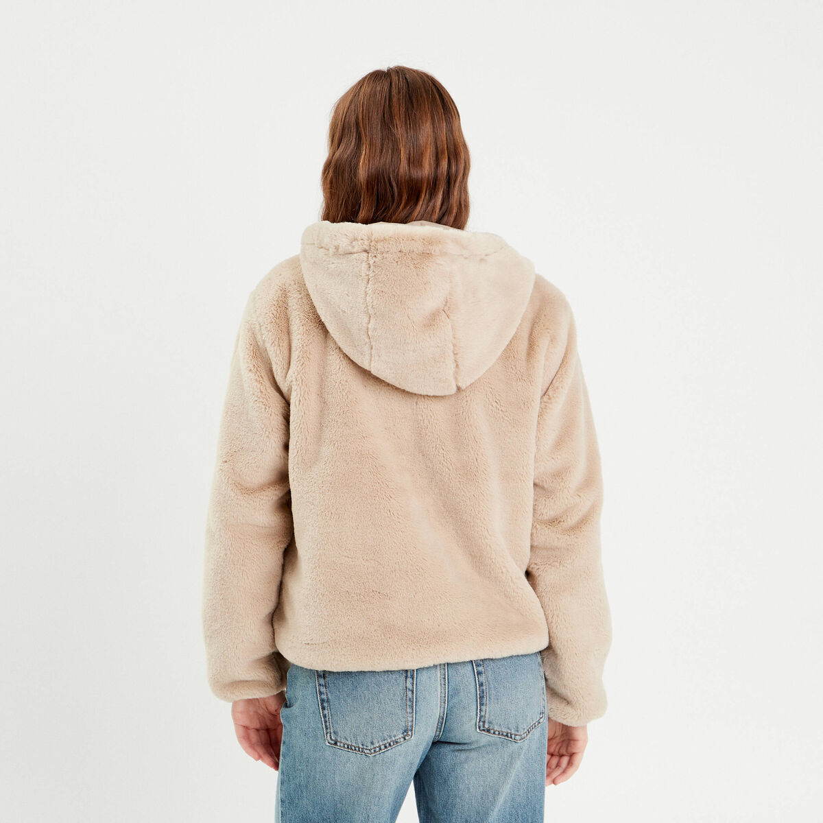 Parka réversible à capuche beige femme