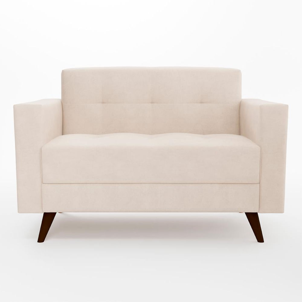 Sofá 2 Lugares Vitrola Suede Bege 123 cm