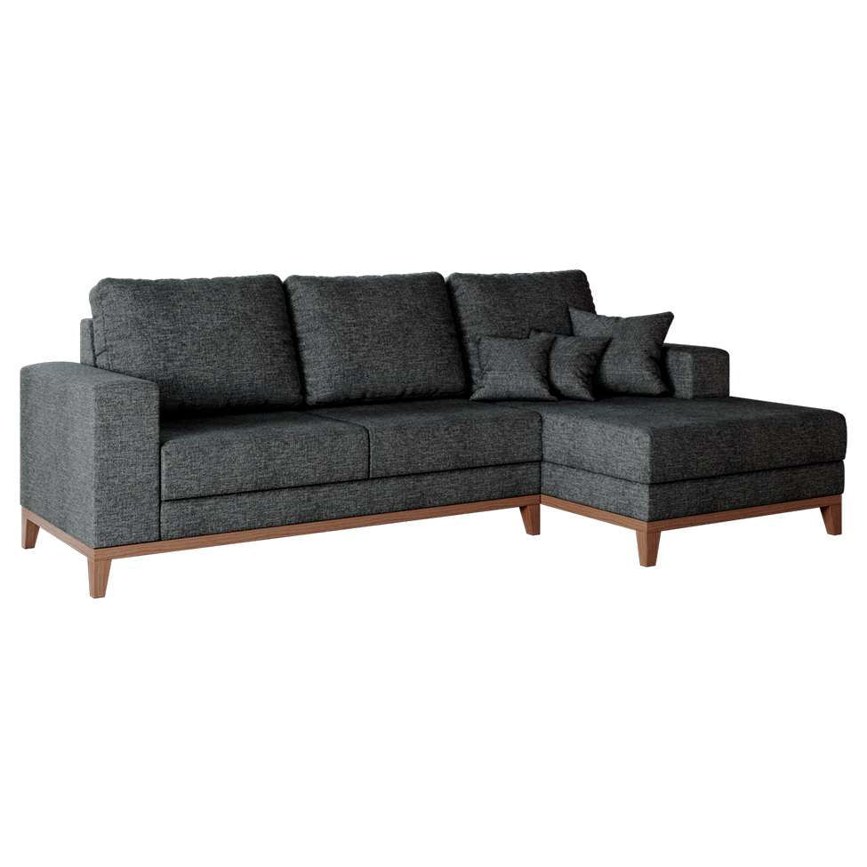 Sofá 4 Lugares Belgrado com Chaise Direito Linho Grafite 250 cm em Promoção | Ofertas na Americanas