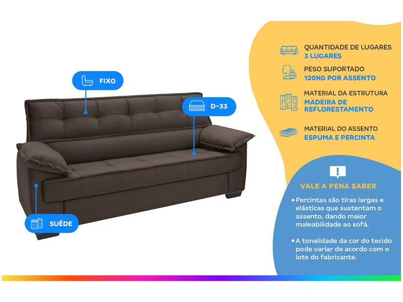 Sofá 3 Lugares Suéde Lisboa Linoforte
