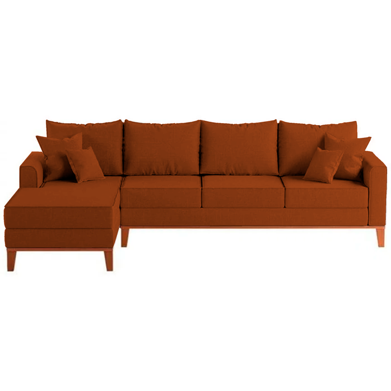 Sofá 4 Lugares Beny com Chaise Esquerdo Suede Terracota