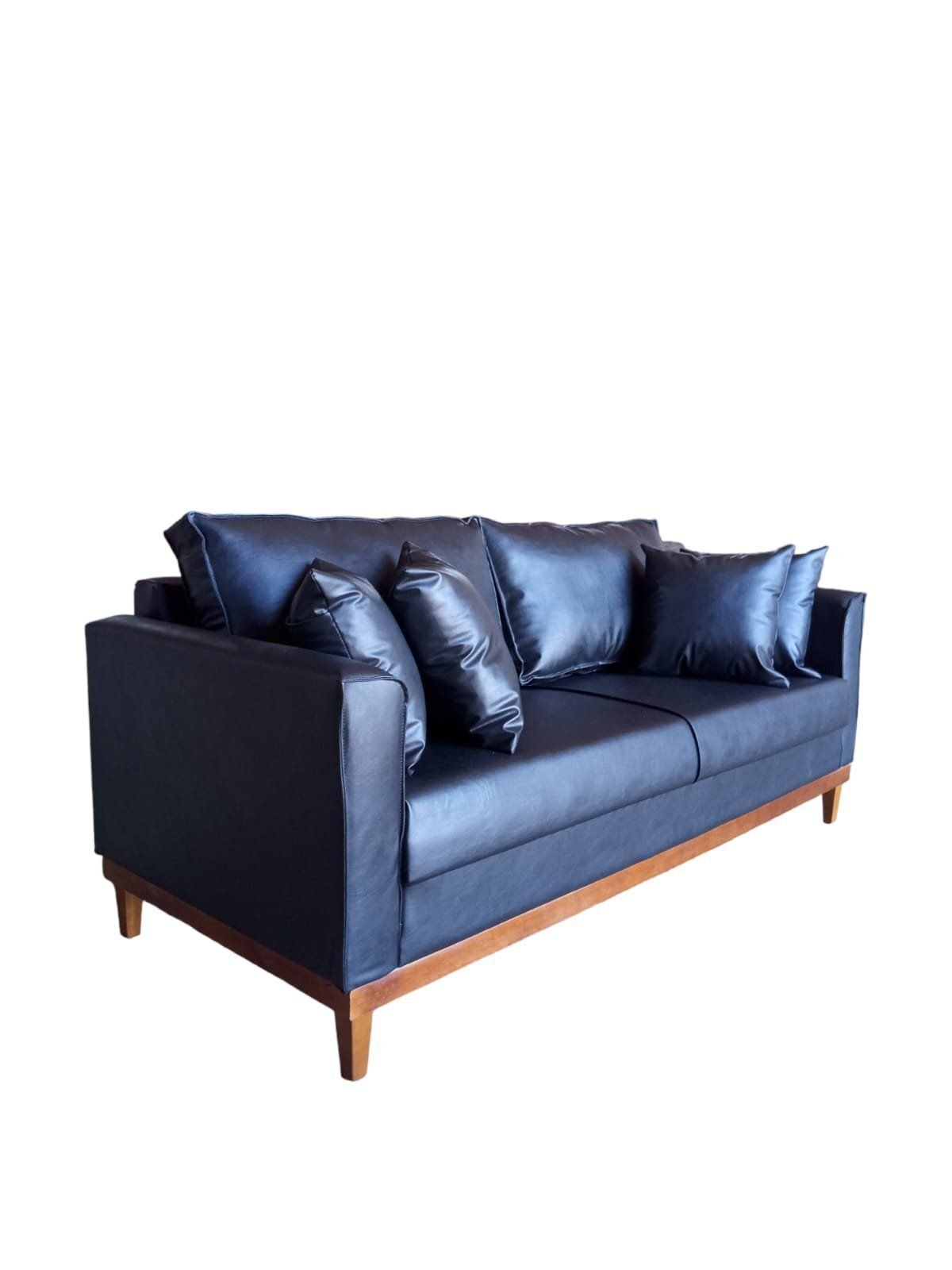 Sofá 2 Lugares Beny Base de Madeira Corano Preto Rr Decor