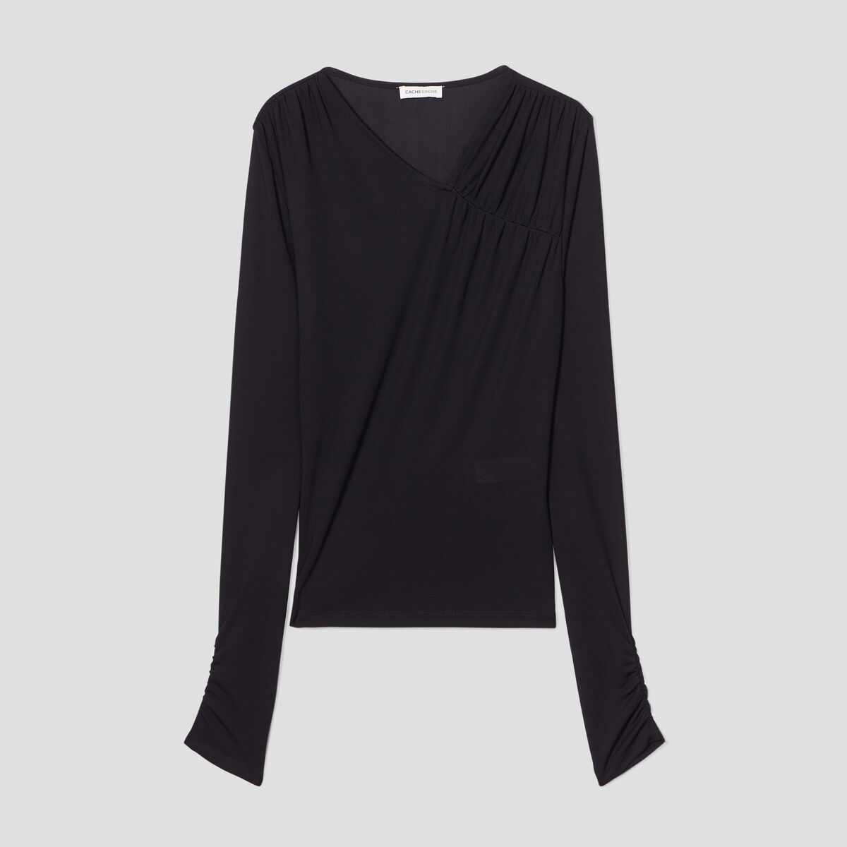 Blouse ajustée avec fronces noir femme