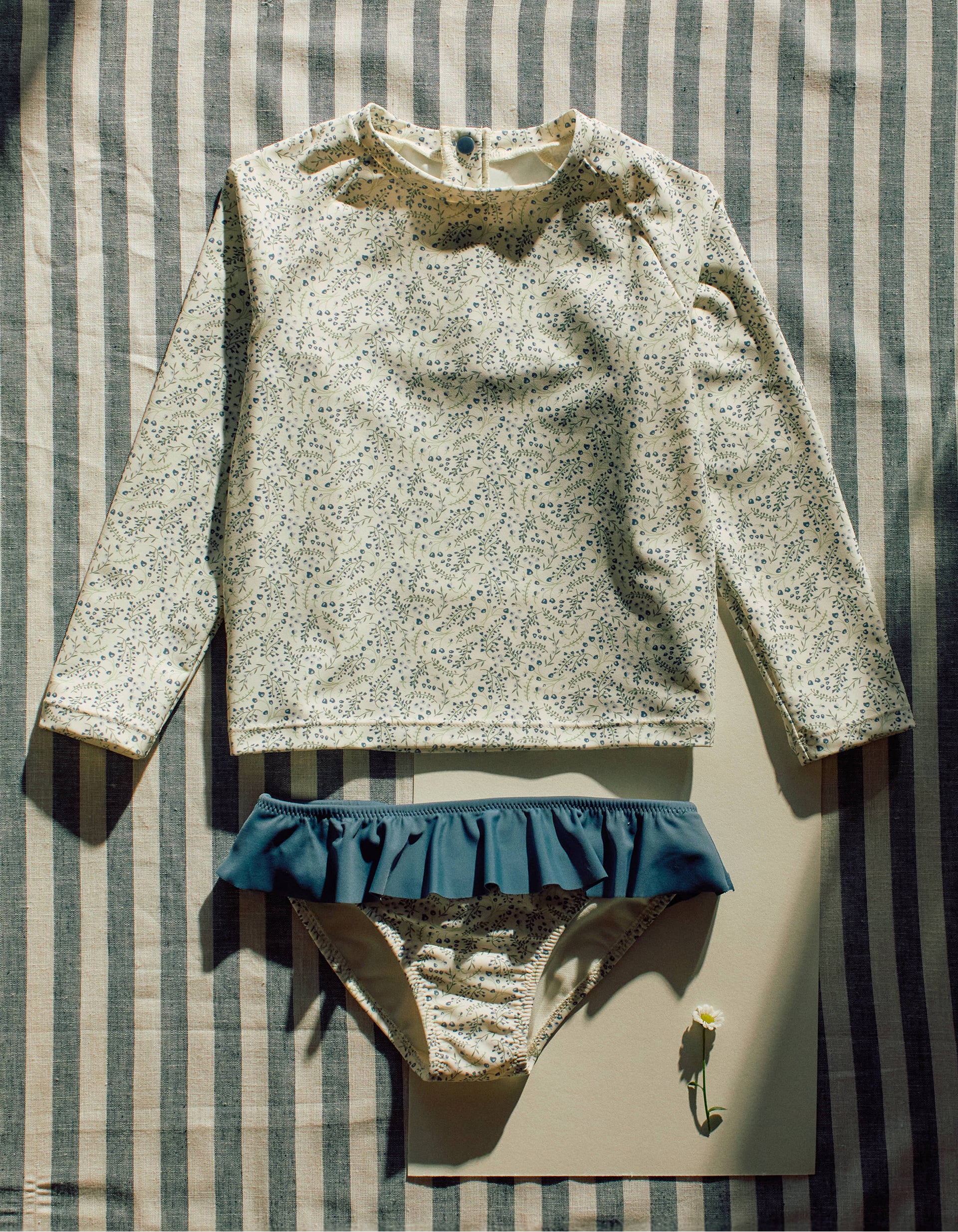 Swim set with UV 40+ protection You&Me for babies and girls, white/blue