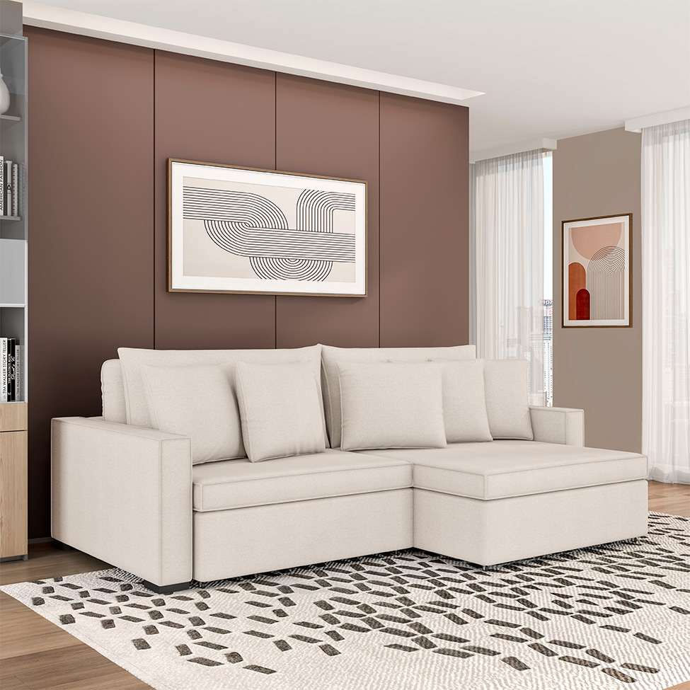 Sofá 2 Lugares Retrátil e Reclinável Rivera Linho Bouclé Cru 175 cm em Promoção | Ofertas na Americanas