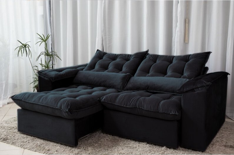 Sofá Retrátil e Reclinável Ipanema 1,80m em Tecido Veludo C/pillow Nos Braços - Montagem Inclusa:pre