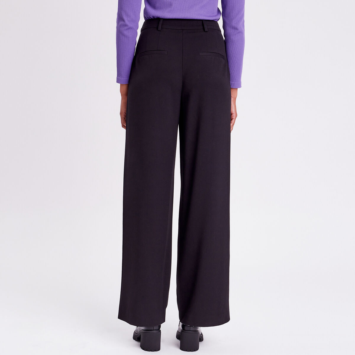 Pantalon city droit pinces noir femme