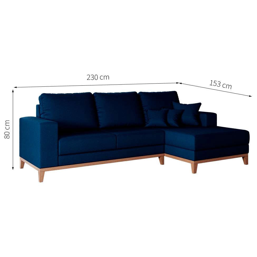 Sofá 3 Lugares Belgrado com Chaise Direito Linho Azul Marinho 230 cm em Promoção | Ofertas na Americanas