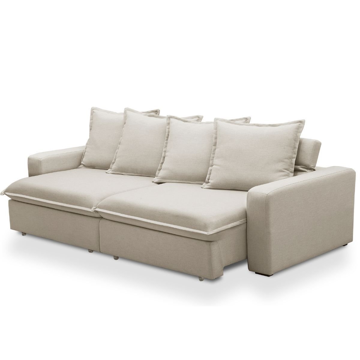 Sofá 3 Lugares Retrátil e Reclinável 215cm com Molas Ensacadas Erick - Veludo Bege