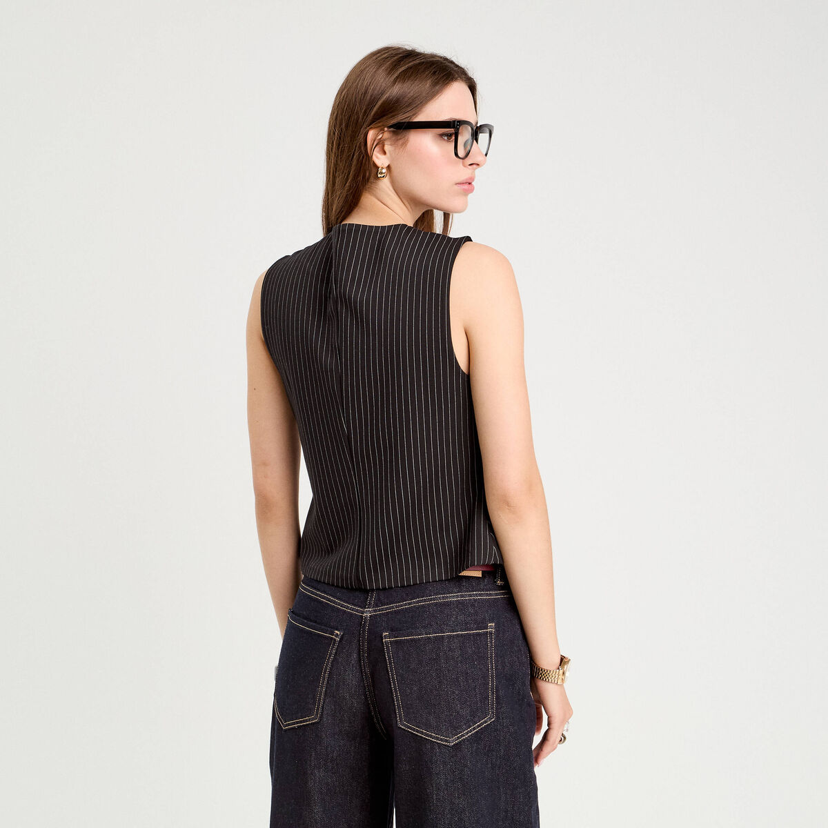 Veston sans manches noir femme