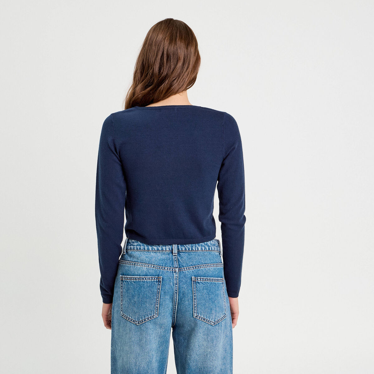 Gilet avec broderie bleu marine femme