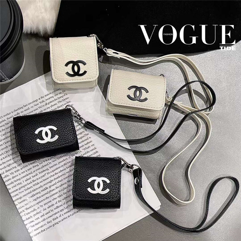 CHANEL airpods pro ケース ハイブランド シャネル airpodsケース レザー エアーポッズ 第 3 世代 ケース 可愛い ストラップ 付き エアーポッズ プロ ケース おしゃれ